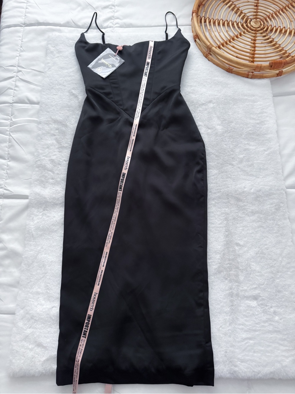 House of Cb Anais Satin Pointed Corset Midi Dress Black NWT - Picture 8 of 14